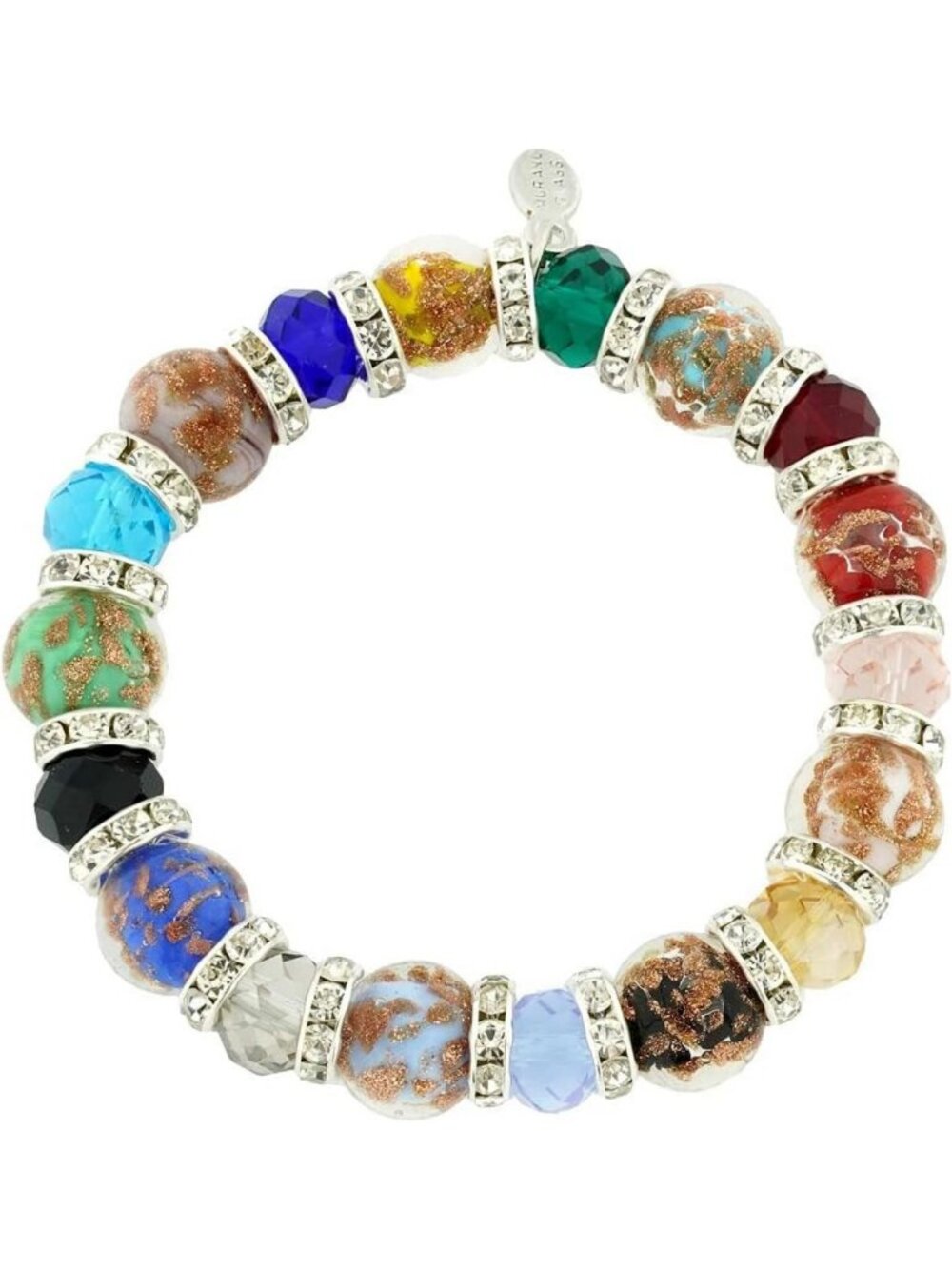 Multicolor Murano Glass Symphony Stretch Bracelet - Elegant Handmade Jewelry
